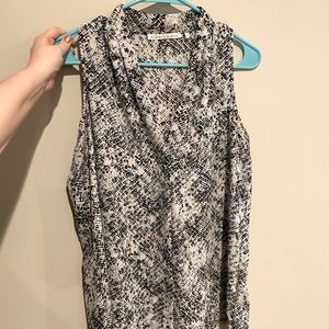 Black and White Printed Sleeveless Blouse